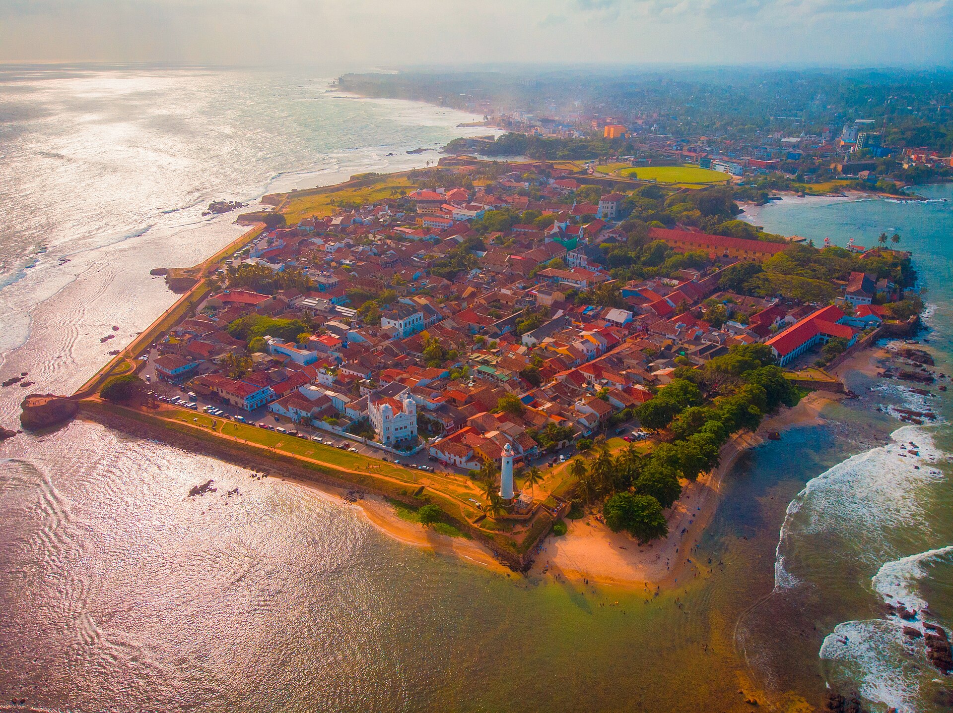 Galle Fort and its coastal ramparts seen from above, Sri Lanka