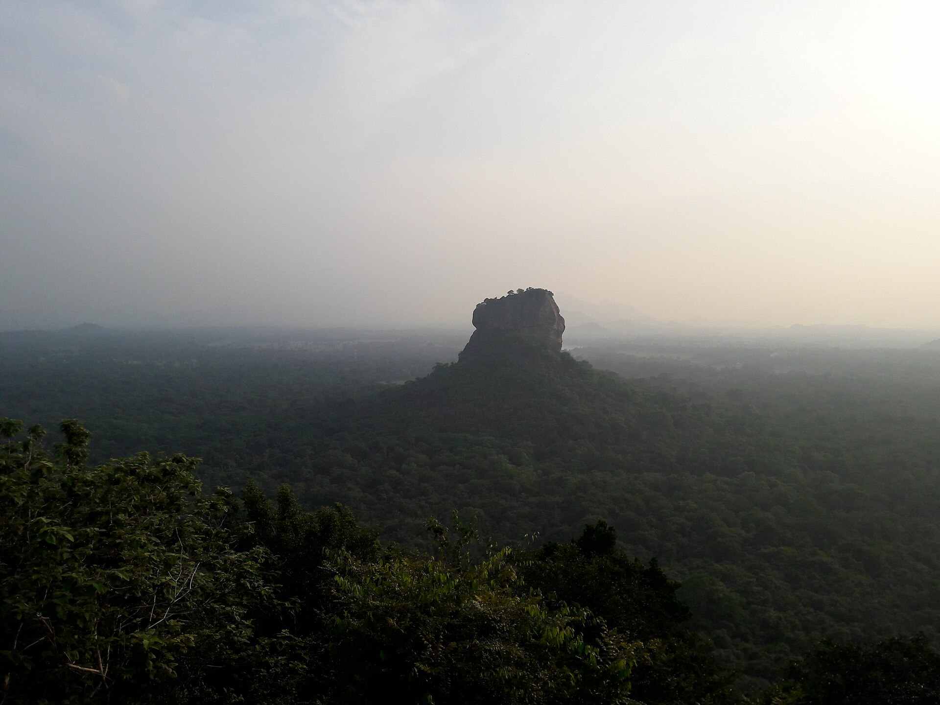Sigiriya rock fortress rising above the forest in Sri Lanka